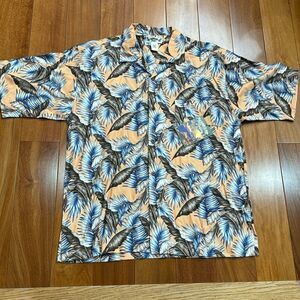 NWT Hawaiian Tropic Mens Orange Floral Tropical Short Sleeve Button size XL